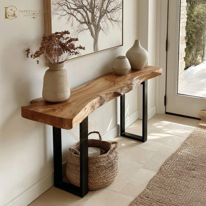 Handmade Sheesham Wood Console Table – Rustic Solid Wooden Hallway & Entryway Table