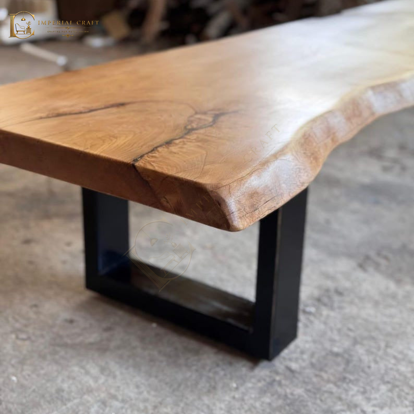 Live Edge Wood TV Stand, Handmade Rustic Media Console with Black Wooden Legs, Solid Wood TV Unit for Living Room
