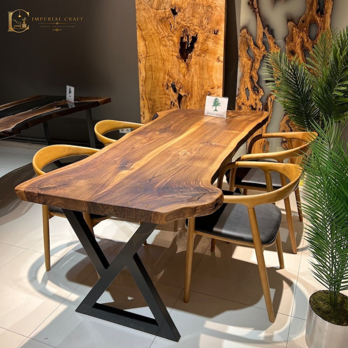Custom Live Edge Sheesham Dining Table – Handmade Solid Wood Log Table | Natural Edge Rustic Dining Furniture