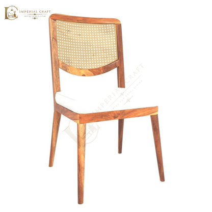 Handcrafted Wooden Hand Weaving Rattan Back Dining Chair