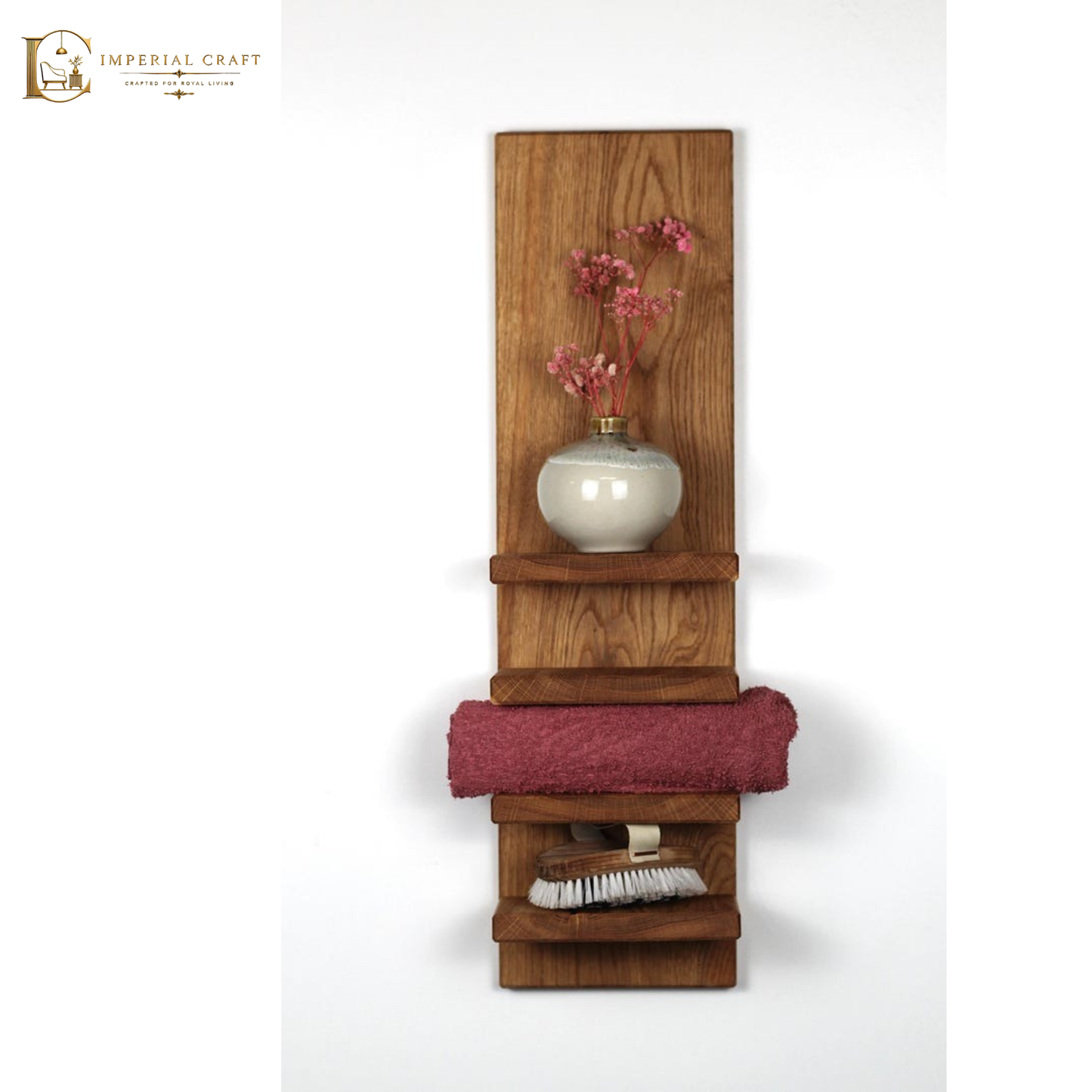 Sheesham Wood Towel Rack Wall Shelf – Bathroom Storage & Organizer