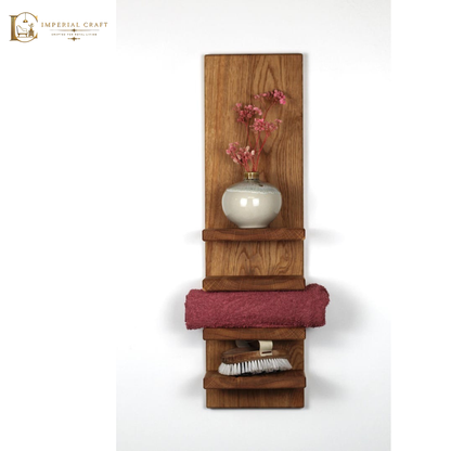 Sheesham Wood Towel Rack Wall Shelf – Bathroom Storage & Organizer