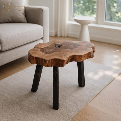 Live Edge Sheesham Side Table – Handmade Solid Wood Accent / End Table