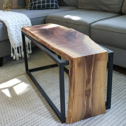 Live-Edge Sheesham Waterfall Bench / Coffee Table – Solid Wood Natural Edge Rustic Modern Design