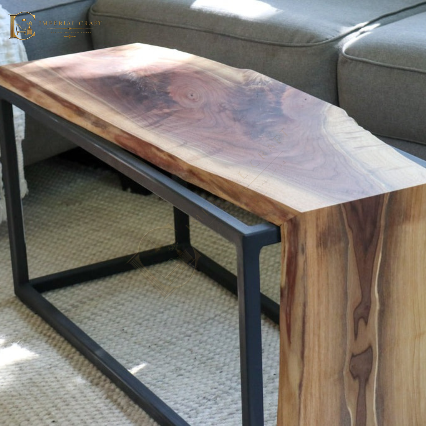 Live-Edge Sheesham Waterfall Bench / Coffee Table – Solid Wood Natural Edge Rustic Modern Design
