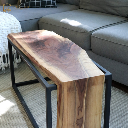 Live-Edge Sheesham Waterfall Bench / Coffee Table – Solid Wood Natural Edge Rustic Modern Design