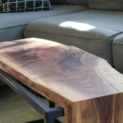 Live-Edge Sheesham Waterfall Bench / Coffee Table – Solid Wood Natural Edge Rustic Modern Design