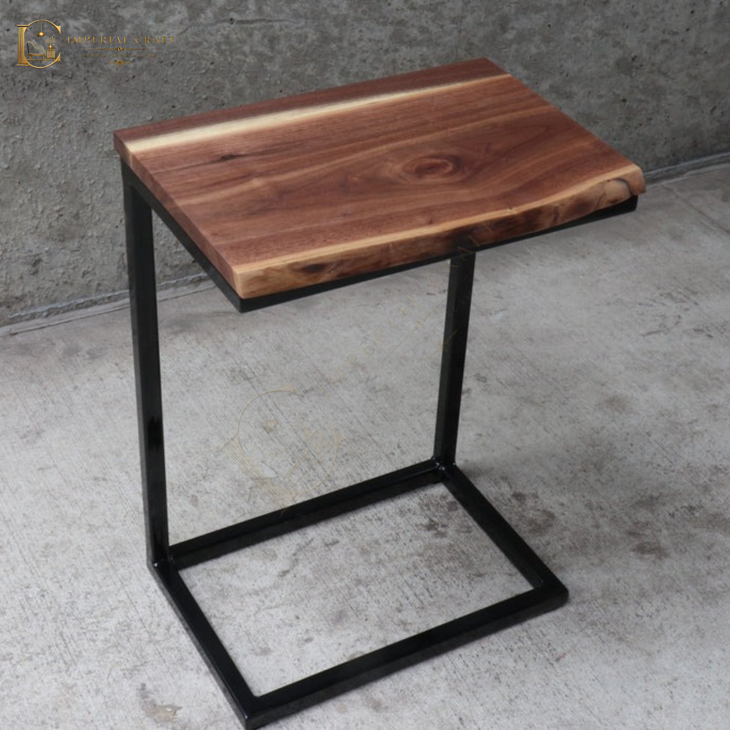 Live Edge Sheesham Computer Side Table – Sideways Orientation Solid Wood Laptop / Workstation Table