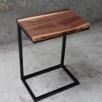 Live Edge Sheesham Computer Side Table – Sideways Orientation Solid Wood Laptop / Workstation Table