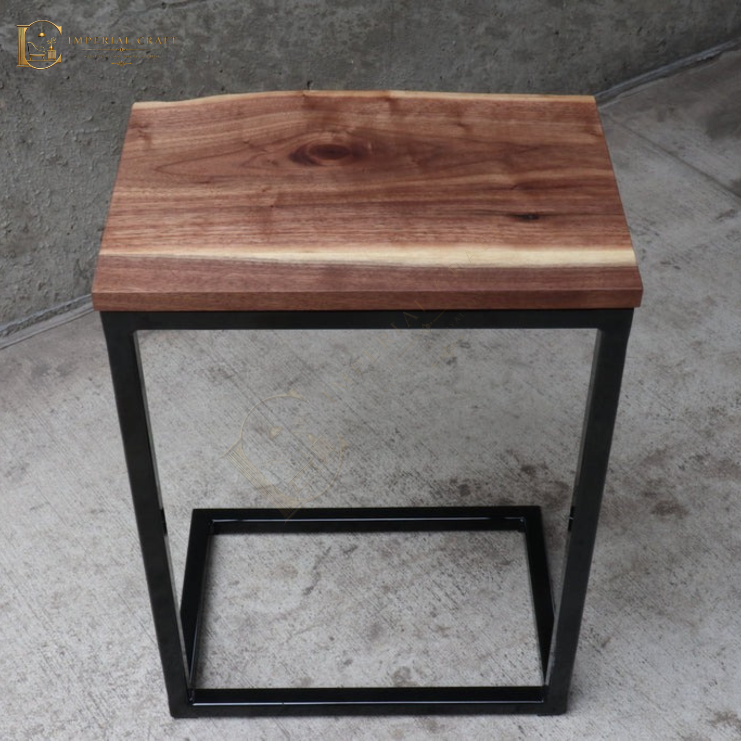 Live Edge Sheesham Computer Side Table – Sideways Orientation Solid Wood Laptop / Workstation Table