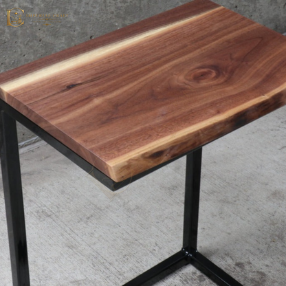 Live Edge Sheesham Computer Side Table – Sideways Orientation Solid Wood Laptop / Workstation Table