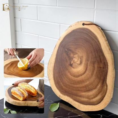 Handcrafted Sheesham Wood Rustic Chopping Board & Live Edge Serving Tray – Natural Solid Wood Kitchen Board
