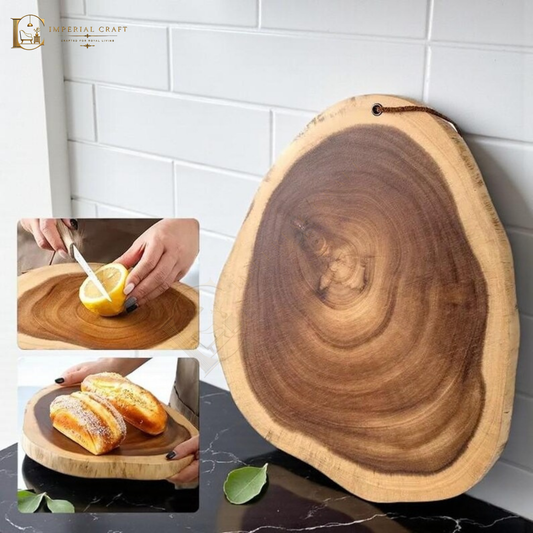 Handcrafted Sheesham Wood Rustic Chopping Board & Live Edge Serving Tray – Natural Solid Wood Kitchen Board