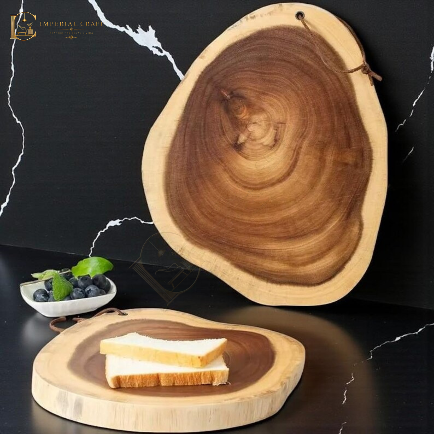 Handcrafted Sheesham Wood Rustic Chopping Board & Live Edge Serving Tray – Natural Solid Wood Kitchen Board