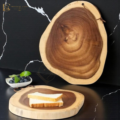Handcrafted Sheesham Wood Rustic Chopping Board & Live Edge Serving Tray – Natural Solid Wood Kitchen Board