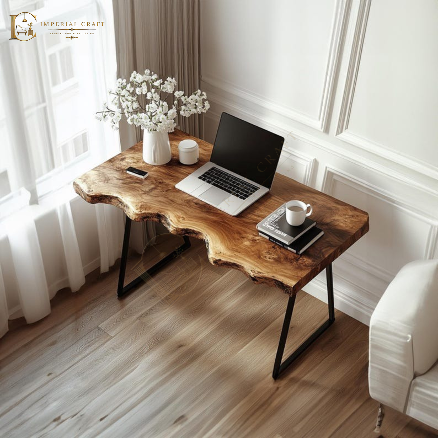 Handmade Solid Wood Console Table – Natural Leg Design, Unique Wood Grain, Classic Reading Table & Gift Decor