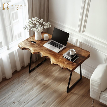 Handmade Solid Wood Console Table – Natural Leg Design, Unique Wood Grain, Classic Reading Table & Gift Decor