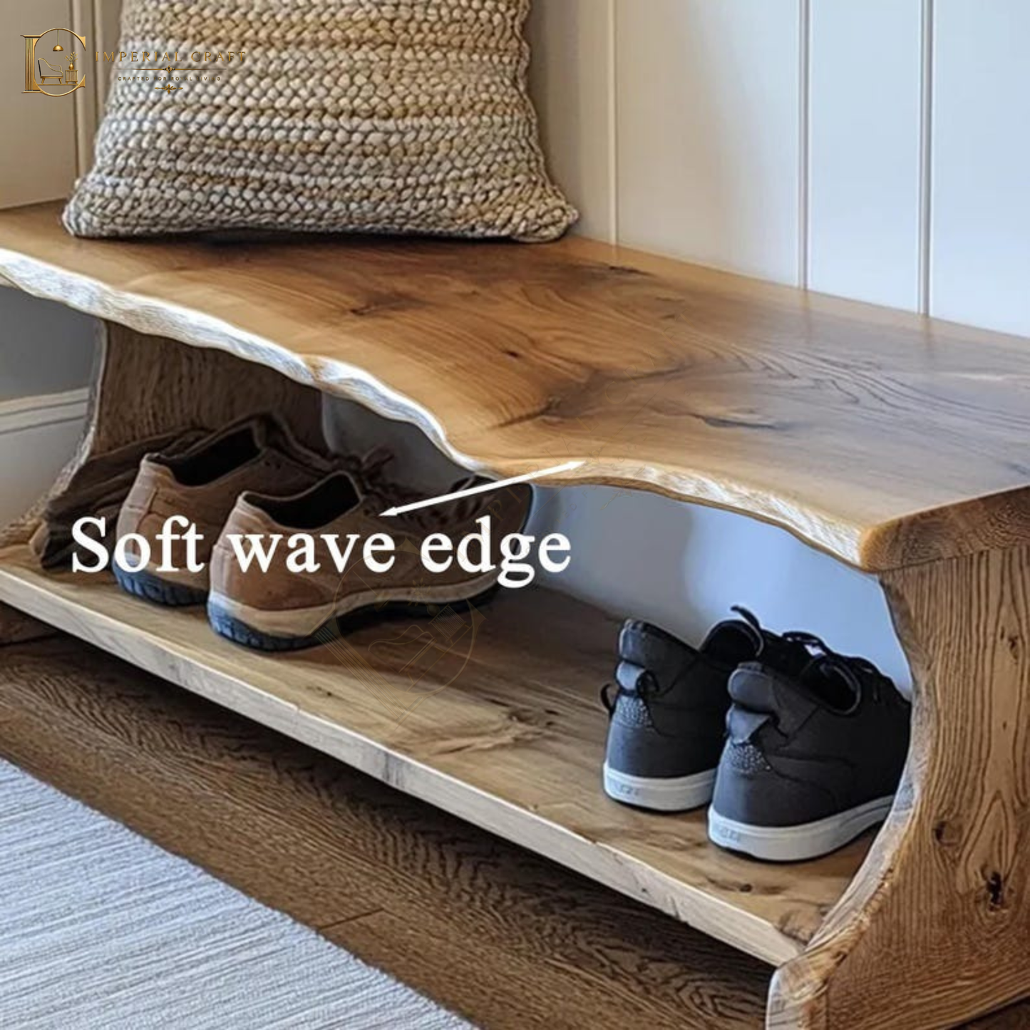 Handmade Solid Wood Shoe Rack Bench – Rustic Farmhouse Entryway Bench with Narrow Shoe Shelves