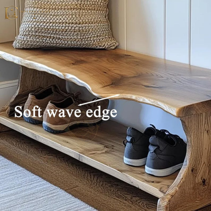 Handmade Solid Wood Shoe Rack Bench – Rustic Farmhouse Entryway Bench with Narrow Shoe Shelves