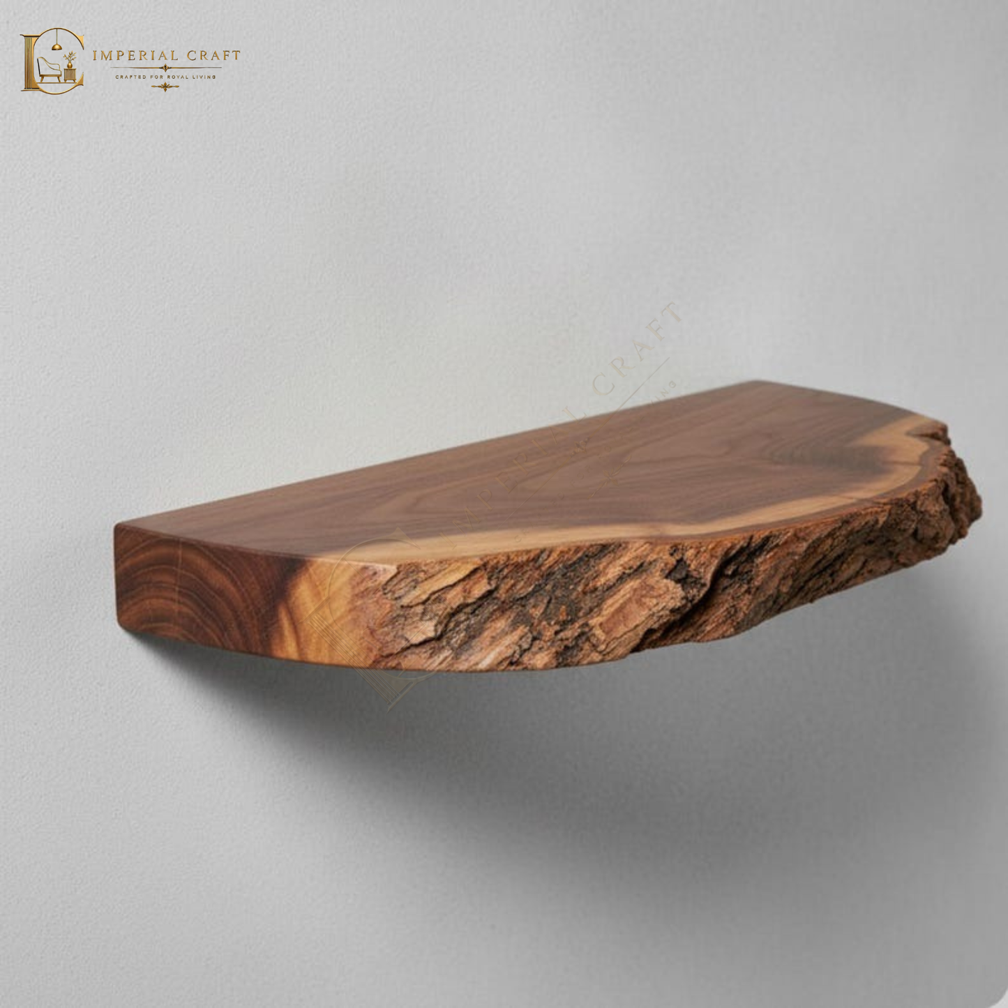 Rustic Half Round Live Edge Floating Shelf – Handmade Solid Sheesham Wood Wall Shelf, Natural Edge Bathroom & Entryway Decor