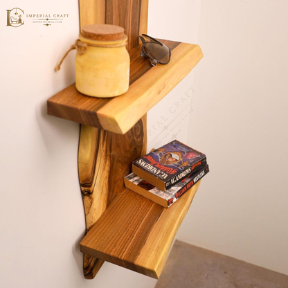 Live Edge Solid Sheesham Floating Shelf – Handmade Wall Mounted Wooden Shelf, Mid-Century Modern Bookshelf, Rustic Home Décor
