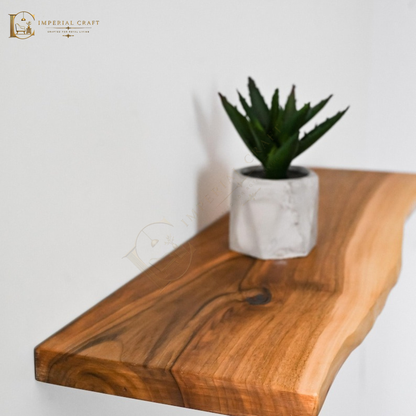 Live Edge Sheesham Wood Floating Shelf – Handmade Solid Wood Wall Shelf, Custom Lengths, Rustic Modern Home Decor