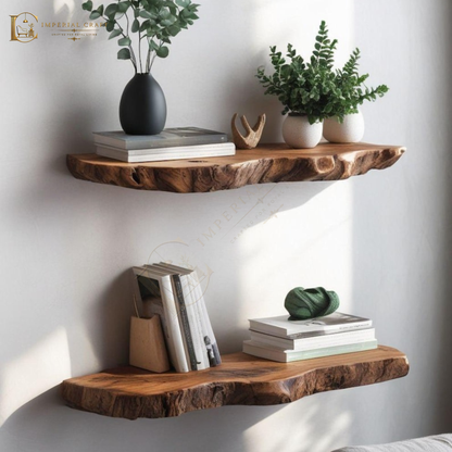 Live Edge Sheesham Root Floating Shelf – Rustic Wood Wall Shelf for Plants, Book, Bathroom, Bedroom, Kitchen, Living Room