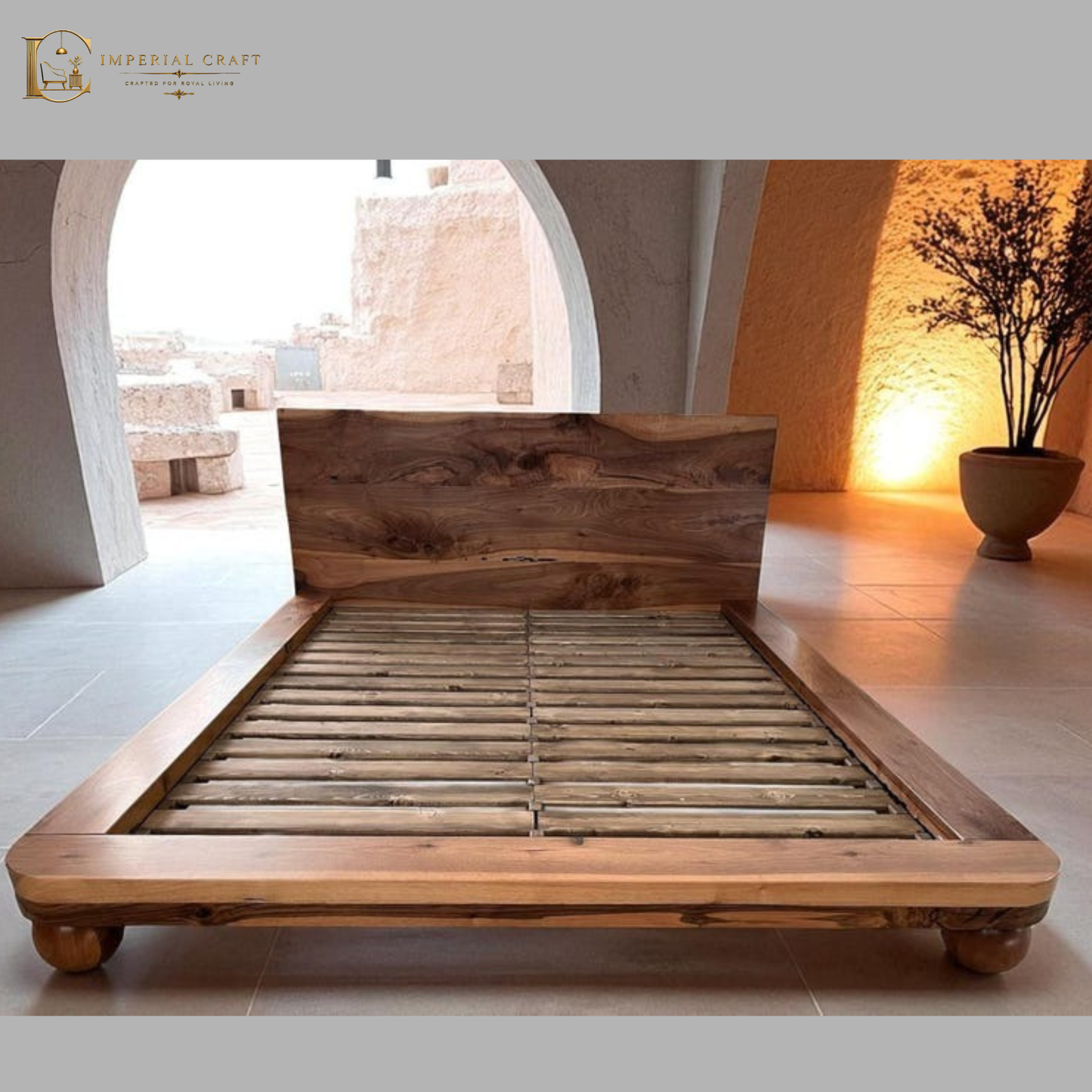 Solid Sheesham Wood Bed Frame – Custom Handmade Platform Bed, Rustic Modern Bedroom Furniture