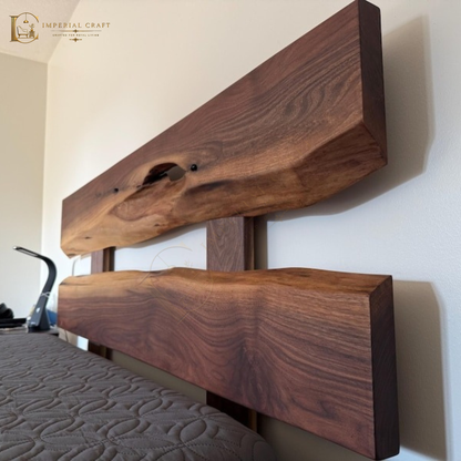 Handmade Solid Sheesham Wood Bed Frame – Rustic Live Edge Bedroom Furniture, Natural Wooden Bed with Timeless Craftsmanship