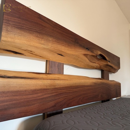 Handmade Solid Sheesham Wood Bed Frame – Rustic Live Edge Bedroom Furniture, Natural Wooden Bed with Timeless Craftsmanship