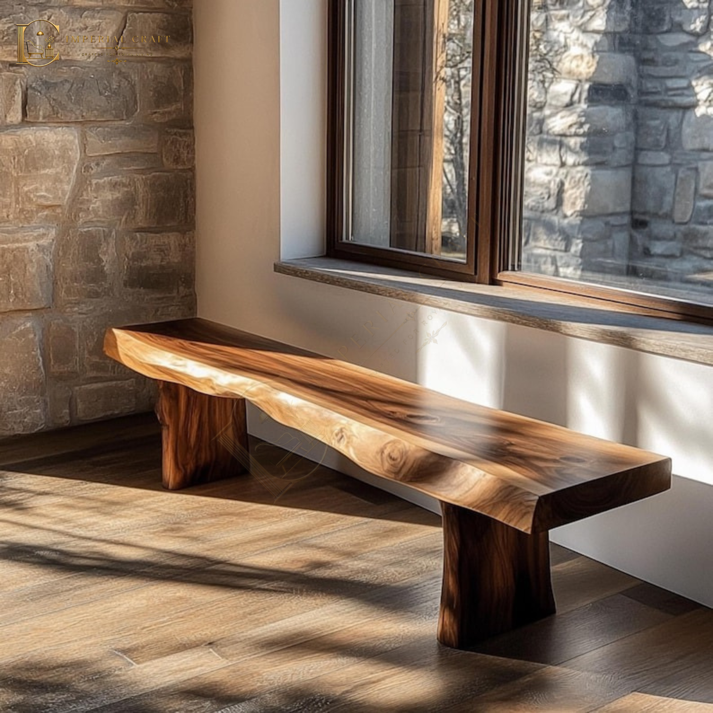 Handmade Live Edge Sheesham Bench: Rustic Solid Wood Seating