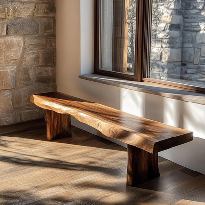 Handmade Live Edge Sheesham Bench: Rustic Solid Wood Seating