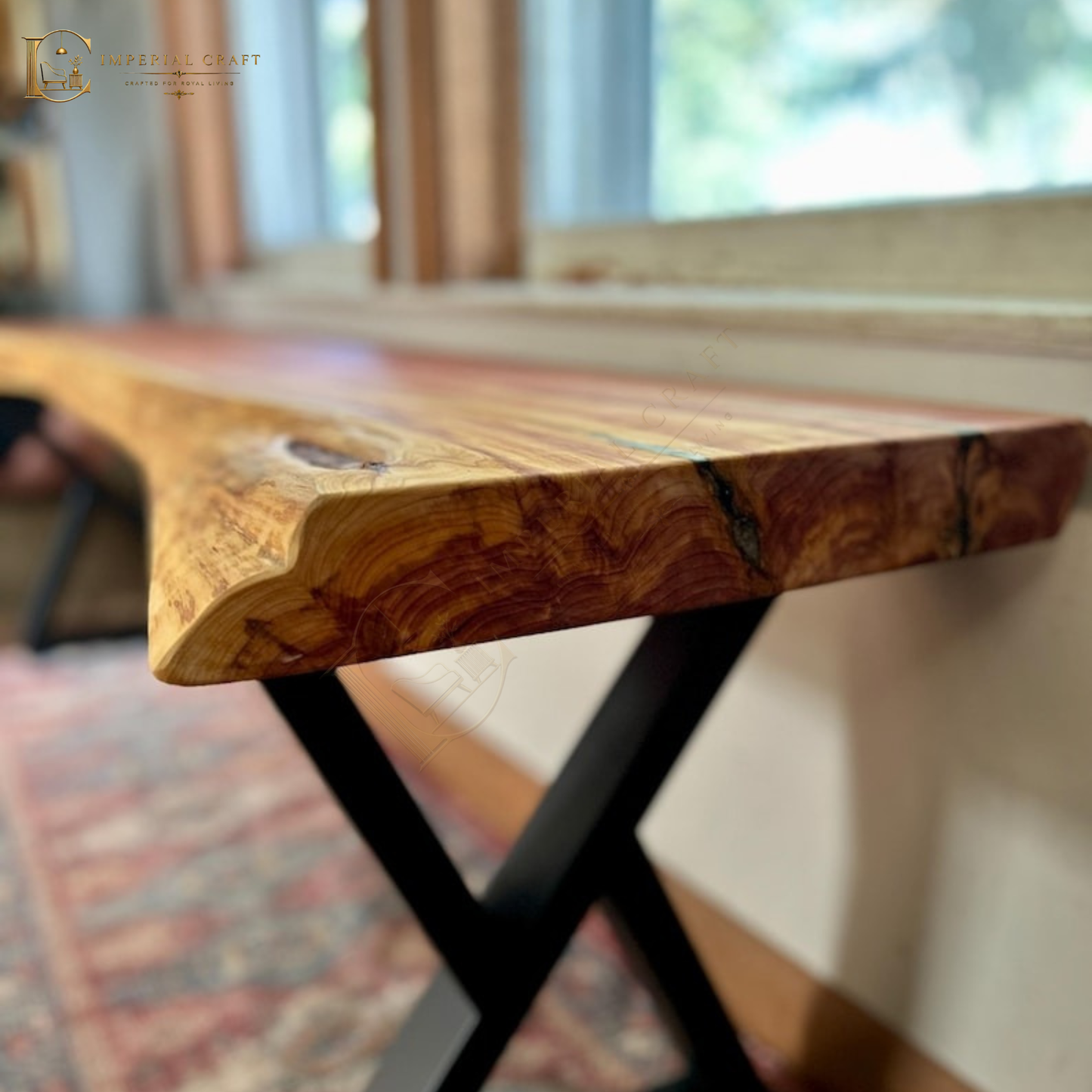 Live Edge Sheesham Wood Bench – Handmade Solid Wood Seating, Rustic Modern Entryway & Dining Bench