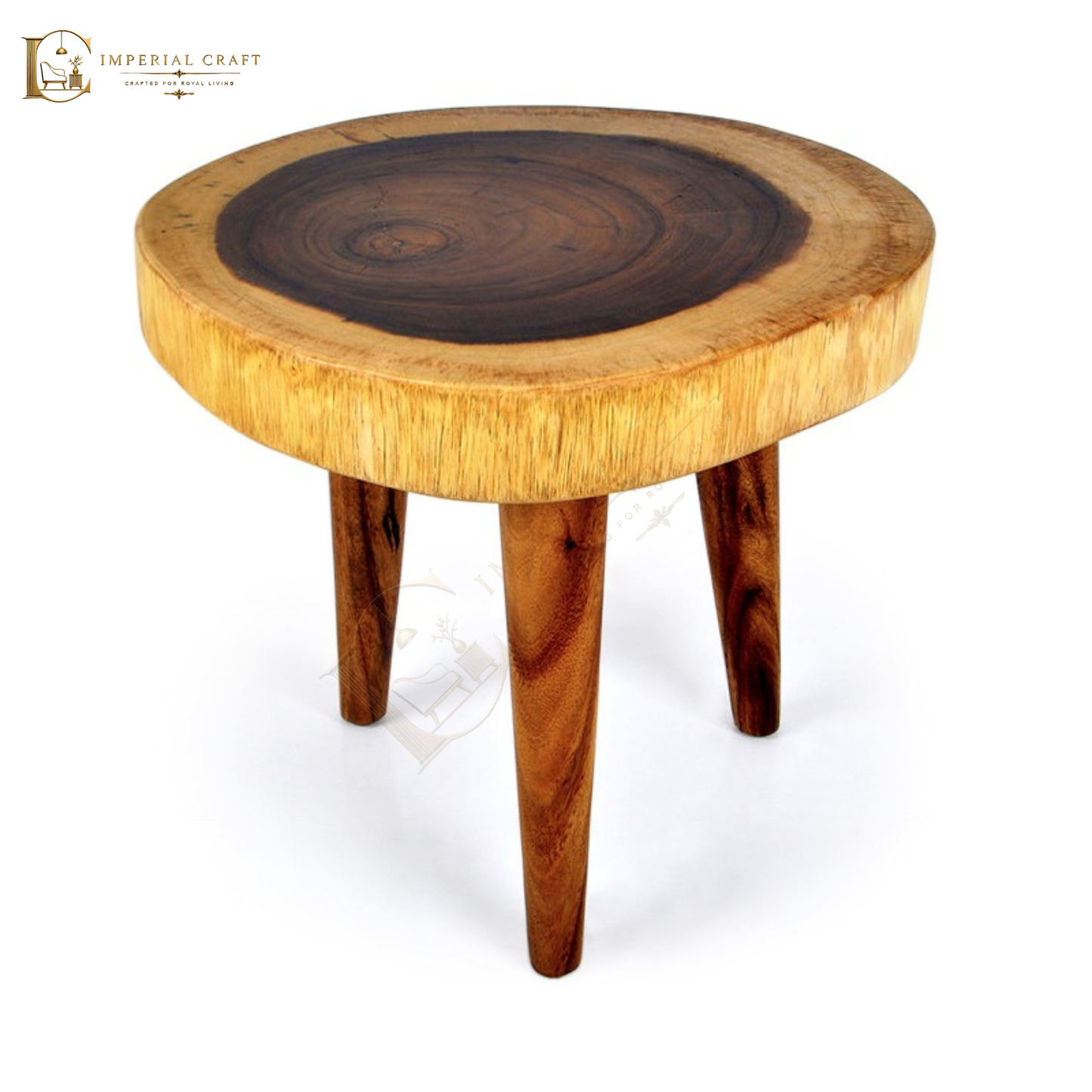 Live Edge Sheesham Coffee Table with Solid Wooden Legs – Natural Wood Slab Table