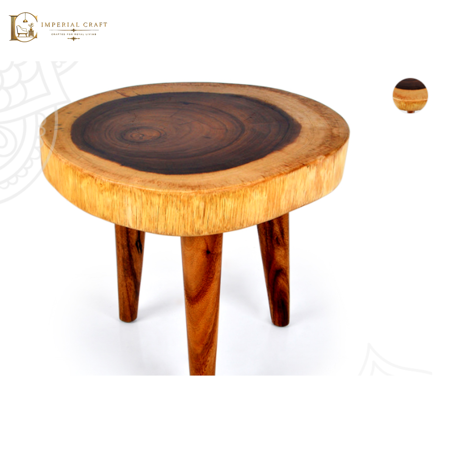 Live Edge Sheesham Coffee Table with Solid Wooden Legs – Natural Wood Slab Table