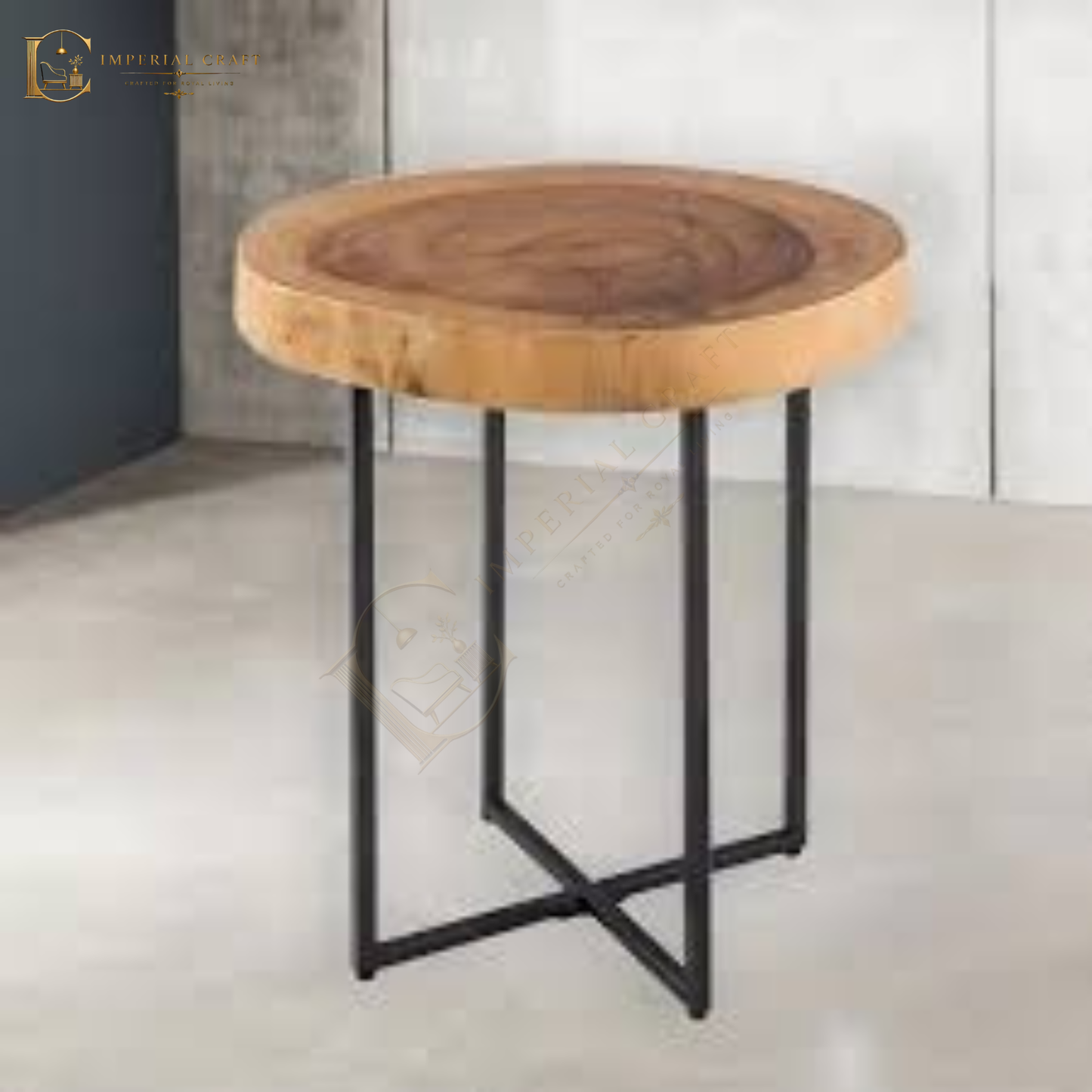 Arcadia End Table – Live Edge Sheesham Wood Accent Table with Modern Design