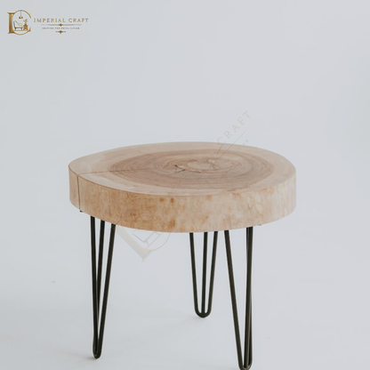 Handmade Sheesham Wood Live Edge Coffee Table - Metal Legs, Rustic Style