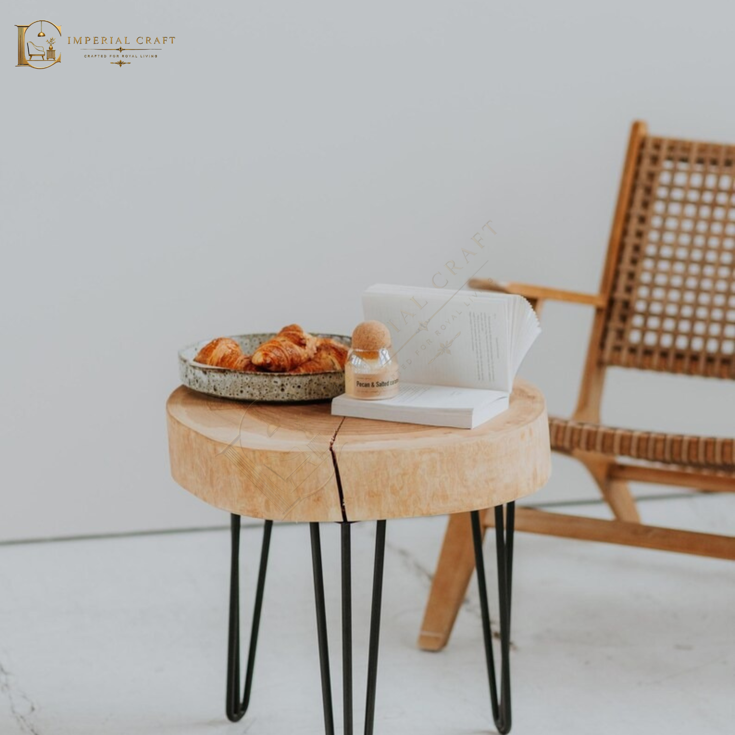Handmade Sheesham Wood Live Edge Coffee Table - Metal Legs, Rustic Style