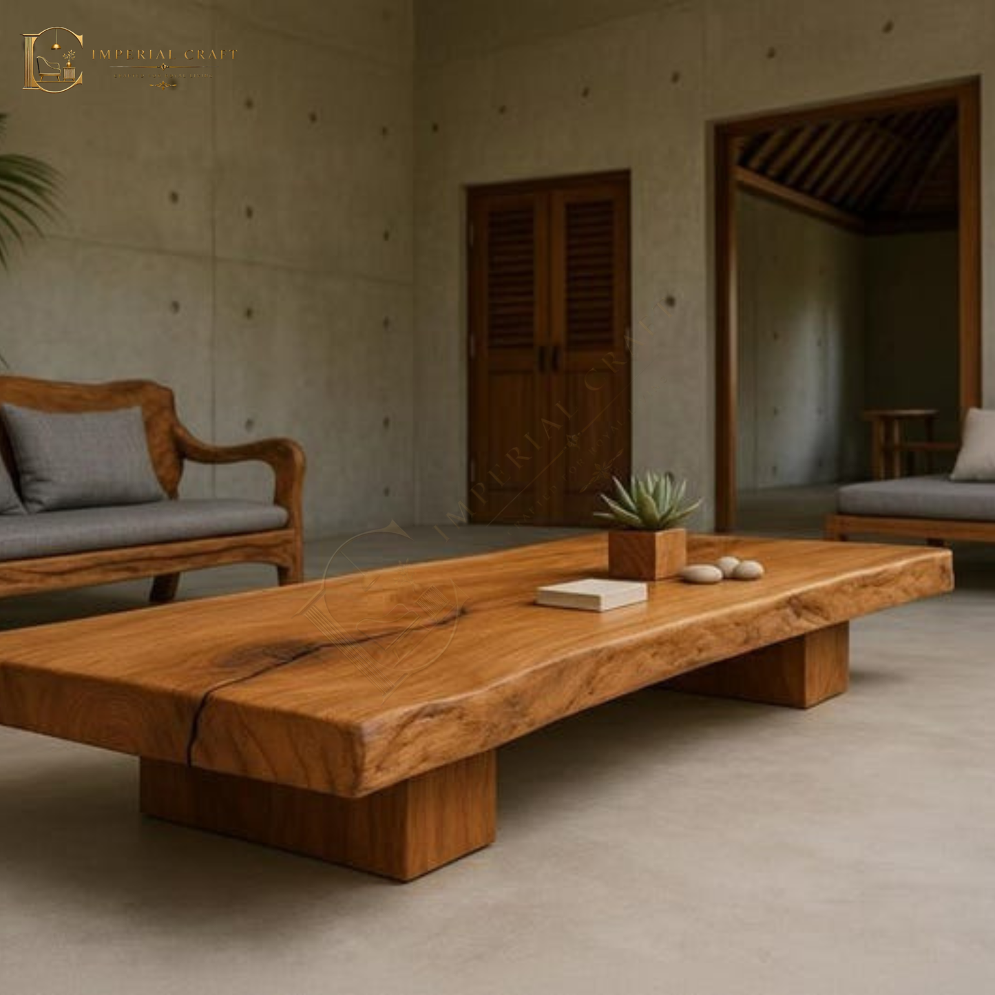 Handcrafted Live Edge Sheesham Wood Coffee Table – Reclaimed Solid Wood, Modern Rustic Living Room Furniture