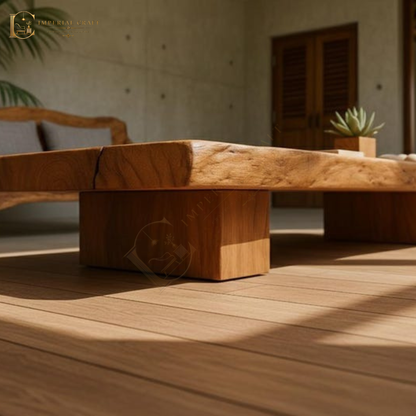 Handcrafted Live Edge Sheesham Wood Coffee Table – Reclaimed Solid Wood, Modern Rustic Living Room Furniture