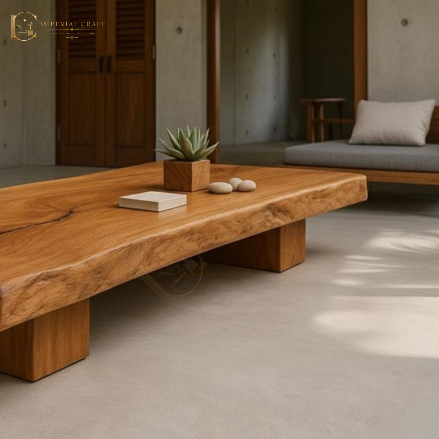 Handcrafted Live Edge Sheesham Wood Coffee Table – Reclaimed Solid Wood, Modern Rustic Living Room Furniture
