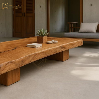 Handcrafted Live Edge Sheesham Wood Coffee Table – Reclaimed Solid Wood, Modern Rustic Living Room Furniture