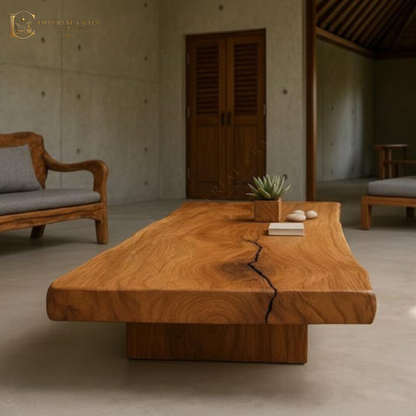 Handcrafted Live Edge Sheesham Wood Coffee Table – Reclaimed Solid Wood, Modern Rustic Living Room Furniture
