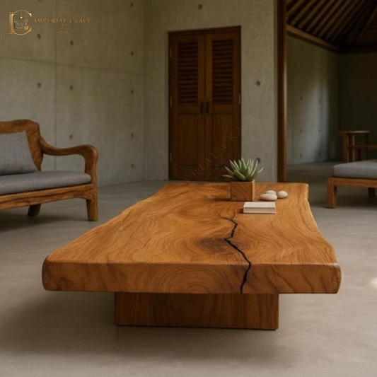 Handcrafted Live Edge Sheesham Wood Coffee Table – Reclaimed Solid Wood, Modern Rustic Living Room Furniture