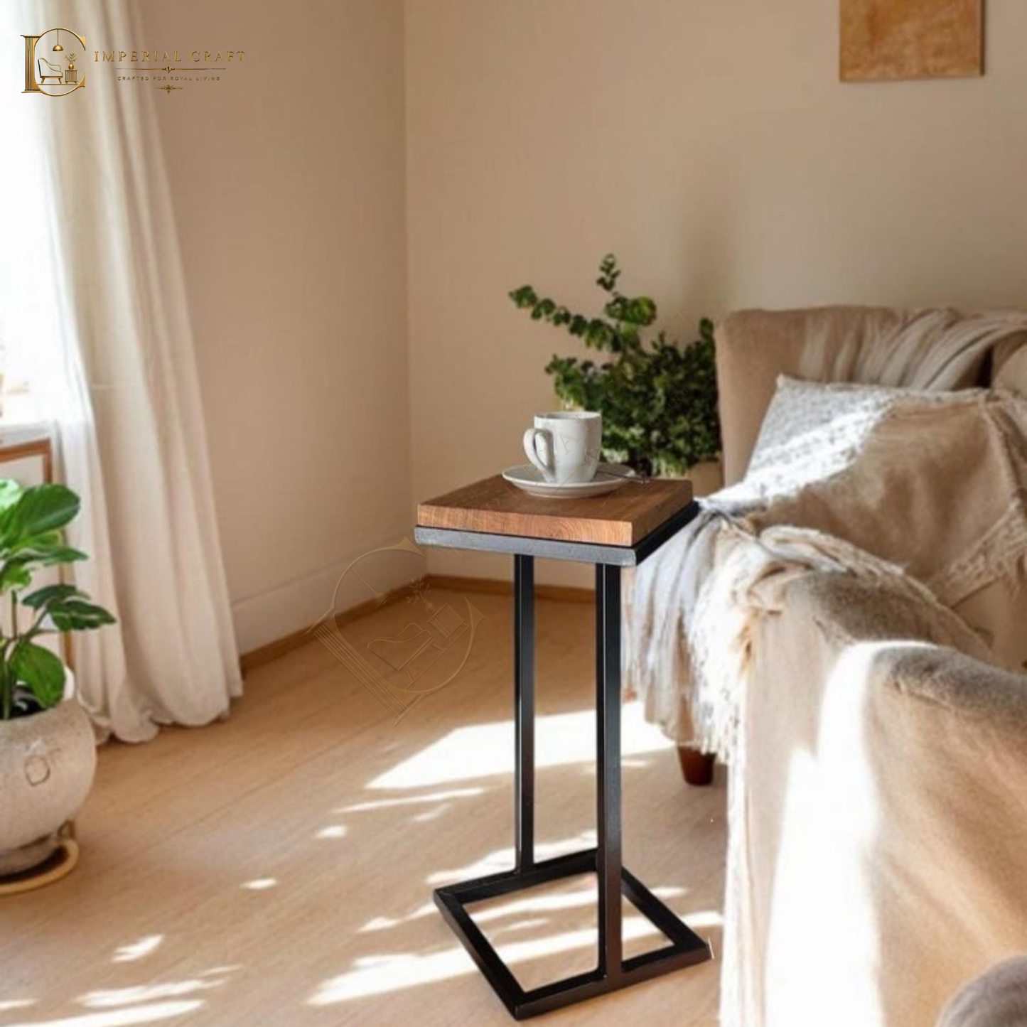 Side Table with a Solid Wood Top