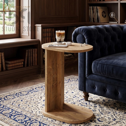 Handmade Wooden C Side Table