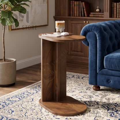 Handmade Wooden C Side Table