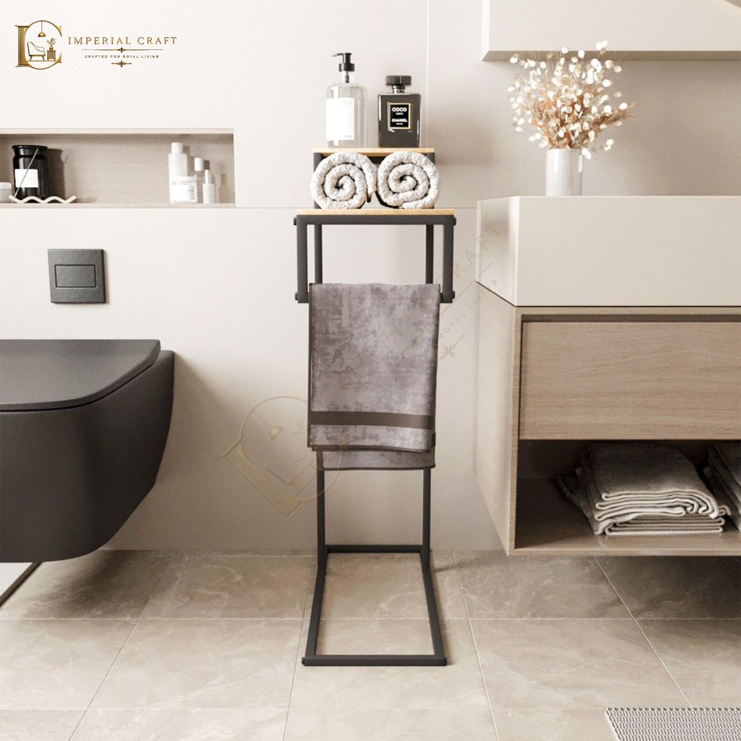 Modern Towel Holder, Industrial Bathroom Organizer