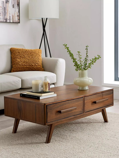 2 Drawer Solid Wood Console Table – Handcrafted Sheesham Wood Entryway & Storage Table