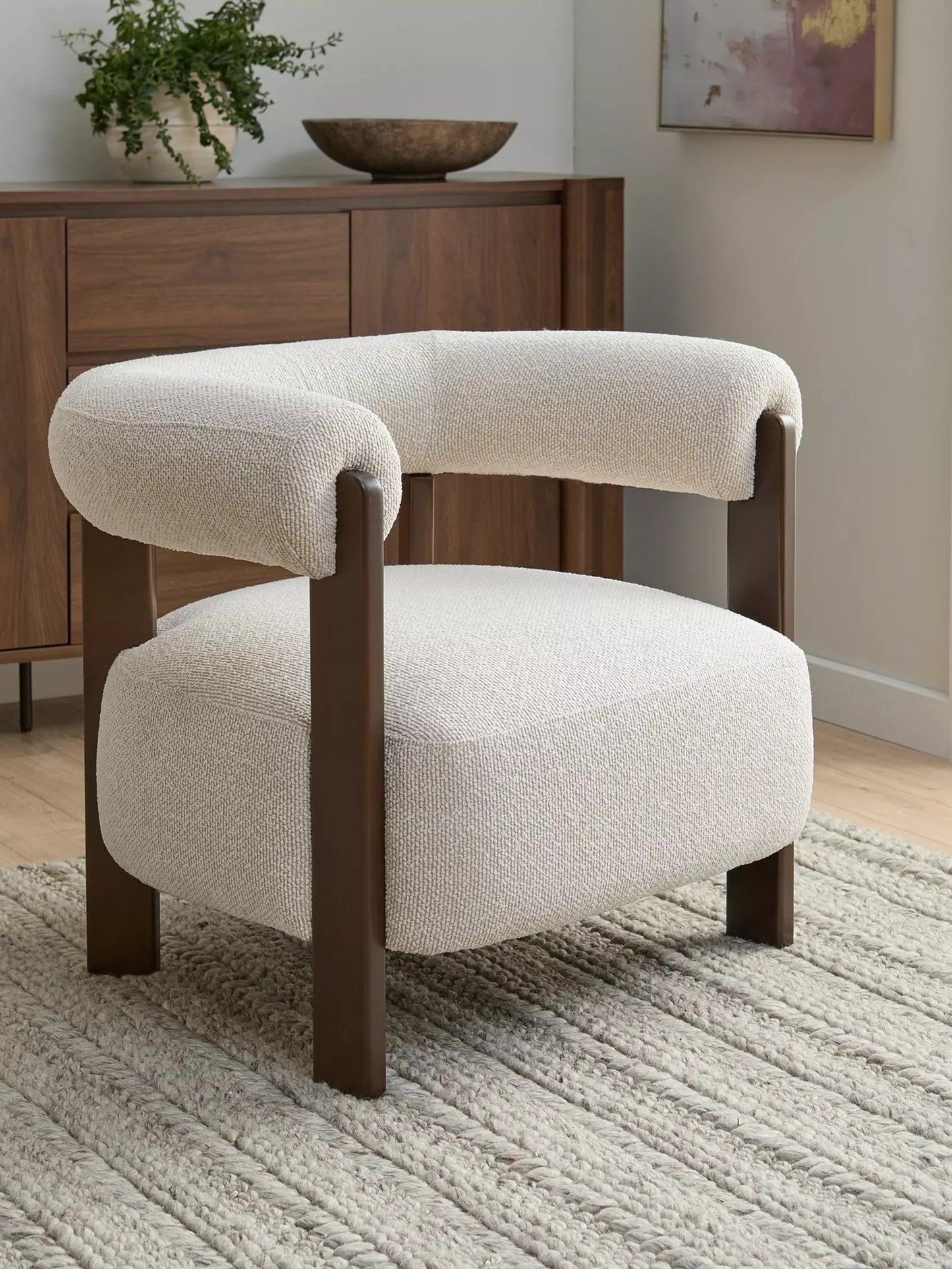 Nori Accent Chair – Solid Sheesham Wood Upholstered Lounge Chair
